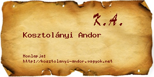 Kosztolányi Andor névjegykártya